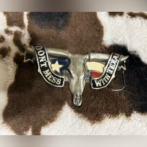 NEW Don't Mess With Texas Vintage Belt Buckle American Flag Cowboy Western